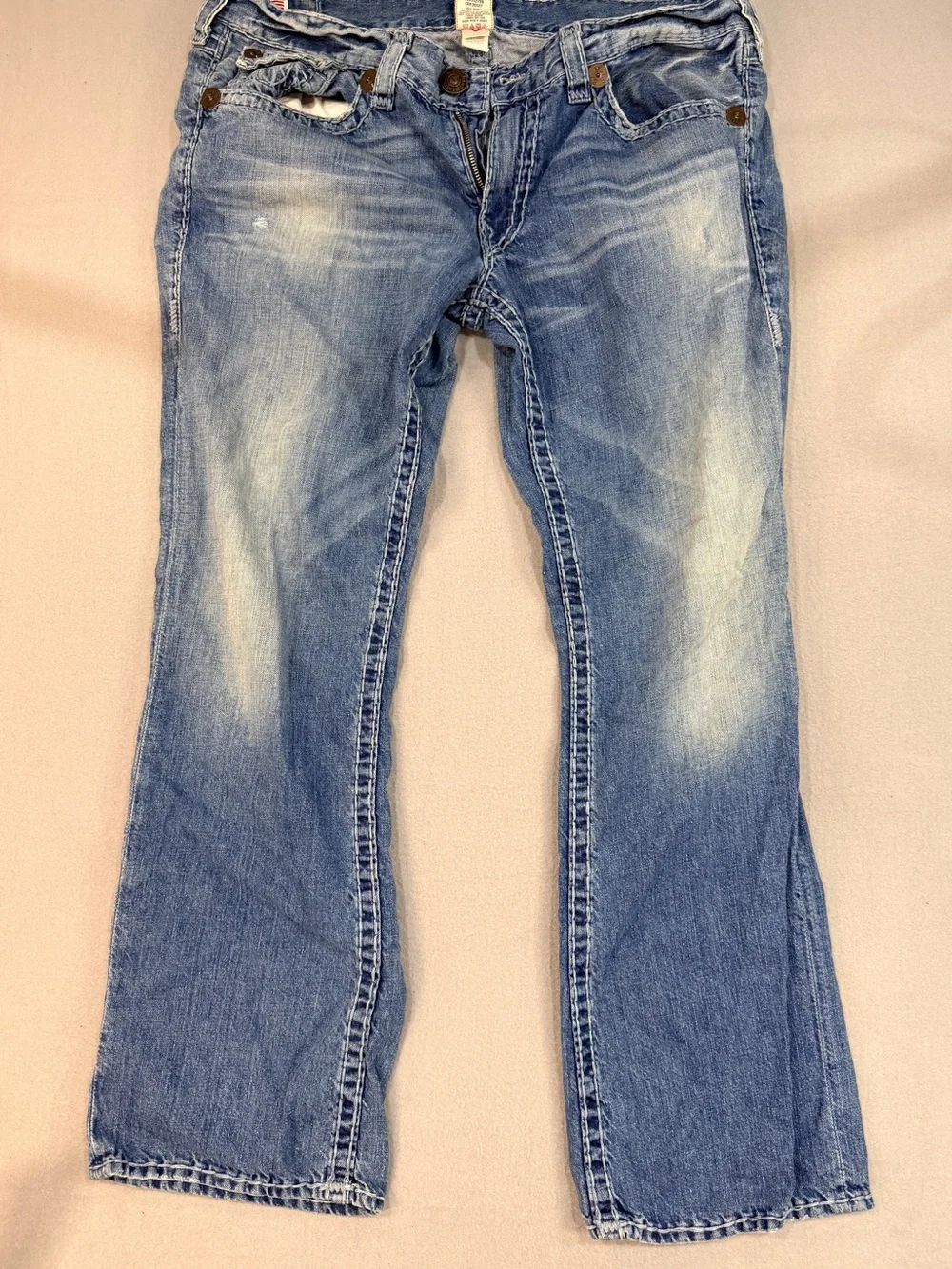 True Religion Ricky Buddha Volcano Mountain Peace relaxed blue Jeans vintage Y2K